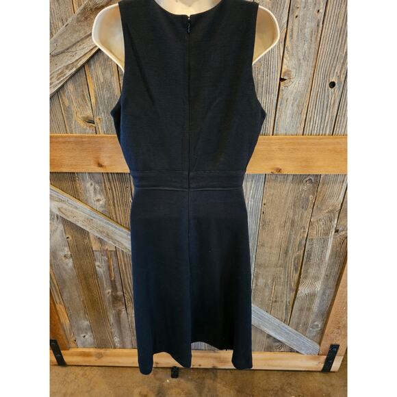 Ann Taylor size 8 black career business casual sleevless double lined dress midi - Picture 2 of 7